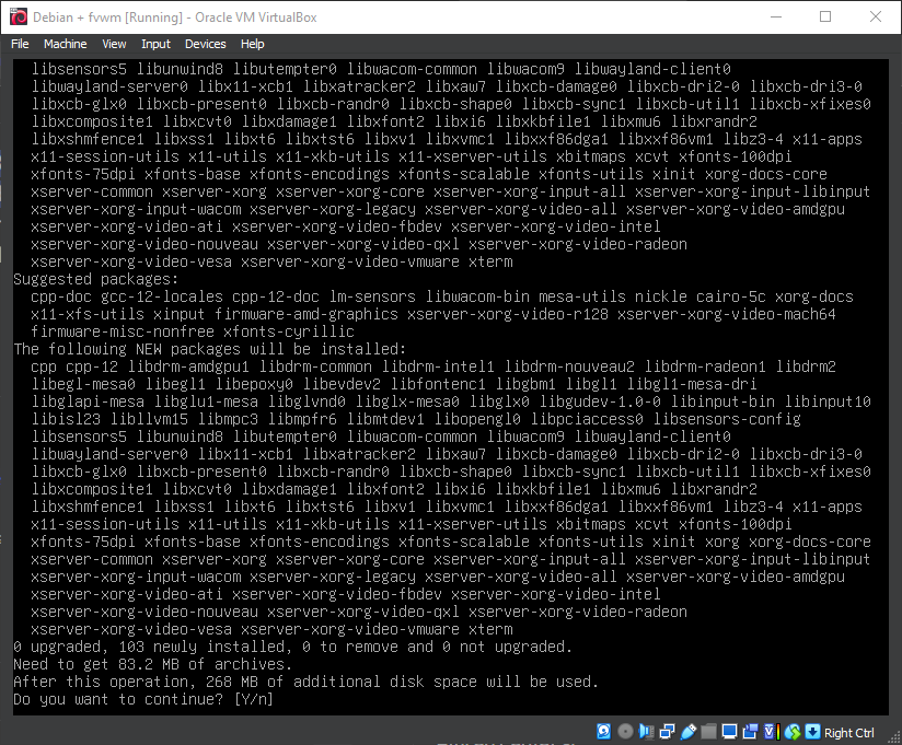 Running 'apt install xorg'